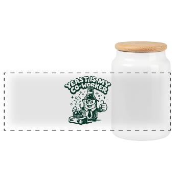La levure est mon collègue | Humour de brasseur - Boîte à biscuits avec couvercle en bois - blanc - Devant