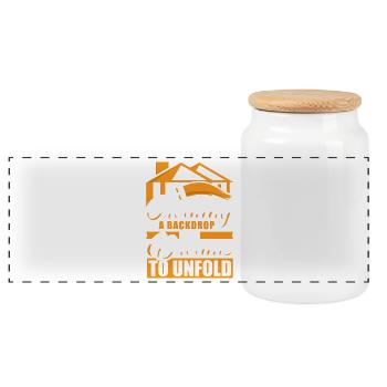 Drywall Drywall Builder Drywall Fitter - Panoramic Cookie Jar with Wooden Lid - white - Front