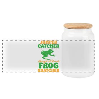Attrape-grenouille, attrape-sauteur, attrape-craupe, toujours une grenouille fière. - Boîte à biscuits avec couvercle en bois - blanc - Devant