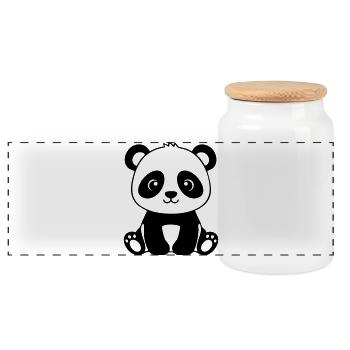 Bébé Panda mignon – Noir & Blanc - Boîte à biscuits avec couvercle en bois - blanc - Devant