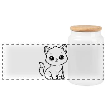 Cute Baby Cat – Black & White Kitten - Panorama Keksdose mit Holzdeckel - Weiß - Vorne
