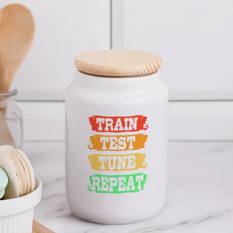 GPT Coder Programmer Panoramic Cookie Jar with Wooden Lid