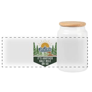 Hiking Camping Trekking Outdoors Nature Mountain - Panoramic Cookie Jar with Wooden Lid - white - Front