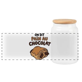On dit pain au chocolat humour boulangerie - Boîte à biscuits avec couvercle en bois - blanc - Devant