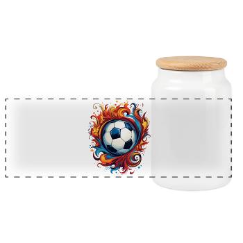 Football Football Ball Player Supporter Team Sport - Panoramic Cookie Jar with Wooden Lid - white - Front