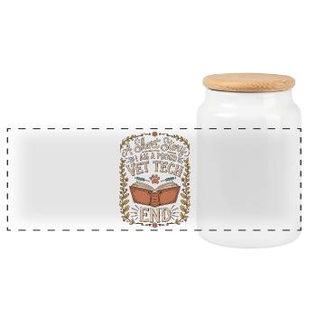 Vet Tech A Short Story I Am A Proud Pet Care Tech - Panoramic Cookie Jar with Wooden Lid - white - Front
