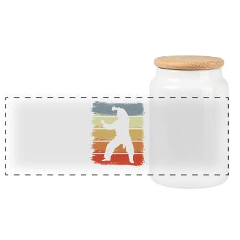 Vintage Karateka Zeichnung - Panorama Keksdose mit Holzdeckel - Weiß - Vorne