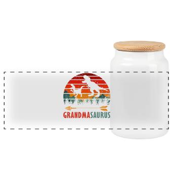 Grandmasaurus Retro Grandma Dinosaur Shirt - Boîte à biscuits avec couvercle en bois - blanc - Devant