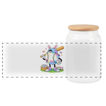 Pastell Ostern Baseball Cartoon - Panorama Keksdose mit Holzdeckel - Weiß - Vorne