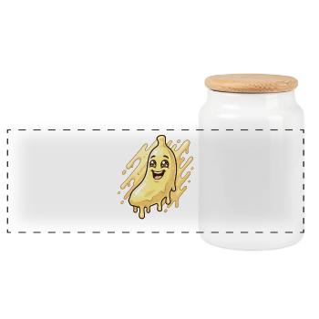 Lachender Blob Banane - Panorama Keksdose mit Holzdeckel - Weiß - Vorne