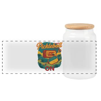 Pickleball Mode On Funny Player Love Pickleball - Panoramic Cookie Jar with Wooden Lid - white - Front