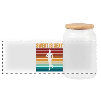 La sueur de la course à la course est un marathonien sexy - Boîte à biscuits avec couvercle en bois - blanc - Devant