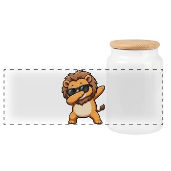 Dabbing Lion - Boîte à biscuits avec couvercle en bois - blanc - Devant