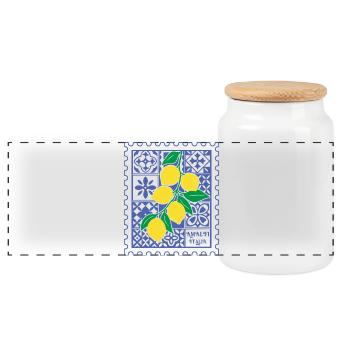 Italy Lemons Italia Amalfi Coast Summer - Panoramic Cookie Jar with Wooden Lid - white - Front