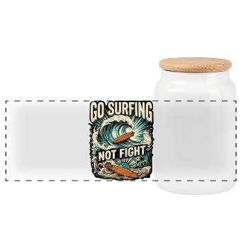 Surf contre la guerre pour la paix - Boîte à biscuits avec couvercle en bois - blanc - Devant