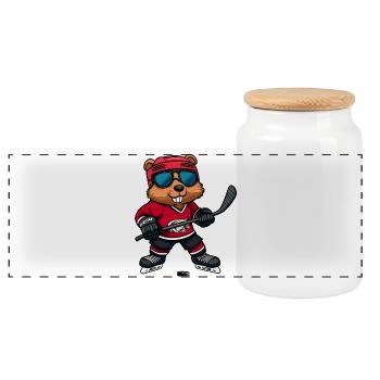 Biber Eishockey - Panorama Keksdose mit Holzdeckel - Weiß - Vorne