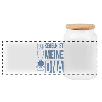 Kegeln meine DNA Kegelclub Spieler - Panorama Keksdose mit Holzdeckel - Weiß - Vorne