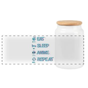 MANGER DORMIR ANIME RÉPÉTER - Boîte à biscuits avec couvercle en bois - blanc - Devant