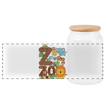 Fête Animaux Zoo Jungle Zoo Anniversaire Z est pour le zoo - Boîte à biscuits avec couvercle en bois - blanc - Devant