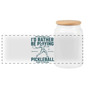 Pickleball, je préférerais jouer au pickleball d’amour - Boîte à biscuits avec couvercle en bois - blanc - Devant