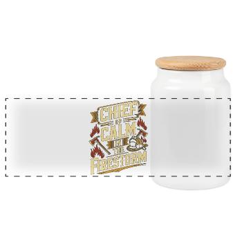 Fire Lieutenant Chief Of Calm Fire Rescue Officer - Panoramic Cookie Jar with Wooden Lid - white - Front
