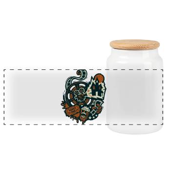 Horror Cinema Retro Film Design - Panoramic Cookie Jar with Wooden Lid - white - Front