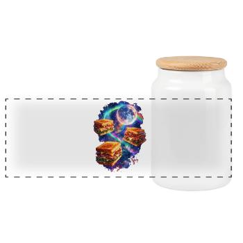 Étoiles Sandwich Galactiques - Boîte à biscuits avec couvercle en bois - blanc - Devant