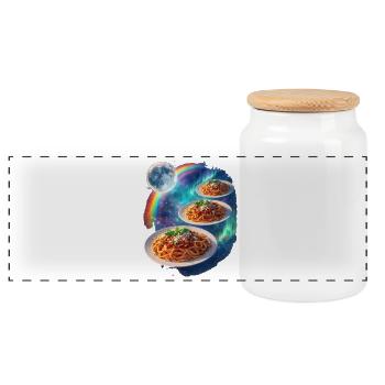 Kosmische Pasta Galaxie - Panorama Keksdose mit Holzdeckel - Weiß - Vorne