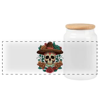Floral Cinco De mayo Dia de Los Muertos Mexican - Boîte à biscuits avec couvercle en bois - blanc - Devant