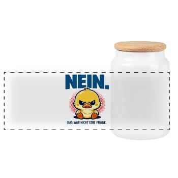 Nein das war nicht eine Frage Ente Statement - Panorama Keksdose mit Holzdeckel - Weiß - Vorne
