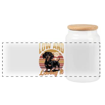 Teckel de race de chien drôle - Boîte à biscuits avec couvercle en bois - blanc - Devant