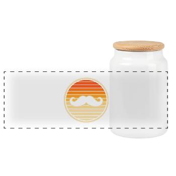 Retro Trendy Mustache Sunset Hipster - Panoramic Cookie Jar with Wooden Lid - white - Front