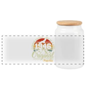 Original 1946 Jahrgang Vintage Geburtstag Geschenk - Panorama Keksdose mit Holzdeckel - Weiß - Vorne
