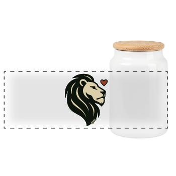 Lionheart Lion Silhouette - Panoramic Cookie Jar with Wooden Lid - white - Front