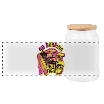 Surf contre la liberté de guerre - Boîte à biscuits avec couvercle en bois - blanc - Devant