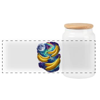 Cosmic banana landscape - Panoramic Cookie Jar with Wooden Lid - white - Front