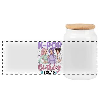 K-Pop Birthday Squad - Panorama Keksdose mit Holzdeckel - Weiß - Vorne