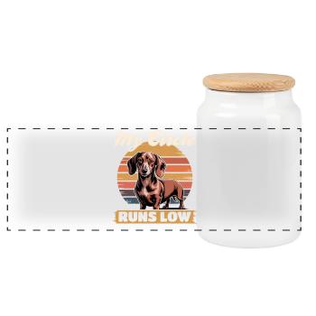 Teckel de race de chien drôle - Boîte à biscuits avec couvercle en bois - blanc - Devant