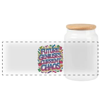 Elementary Teacher Future Geniuses Primary Teacher - Panoramic Cookie Jar with Wooden Lid - white - Front