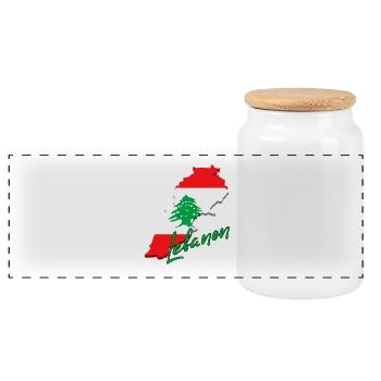 Karte mit Libanon-Flagge, ich liebe Libanon - Panorama Keksdose mit Holzdeckel - Weiß - Vorne