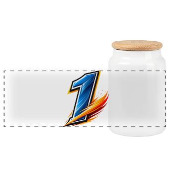Number 1 Shirt Football Jersey Number Sport - Panoramic Cookie Jar with Wooden Lid - white - Front