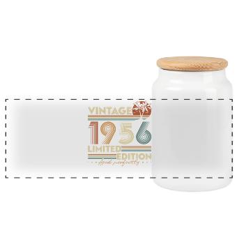 1956 Vintage Vintage Anniversaire Cadeau Rétro - Boîte à biscuits avec couvercle en bois - blanc - Devant