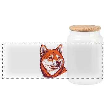 Shiba Inu Portrait - Panorama Keksdose mit Holzdeckel - Weiß - Vorne
