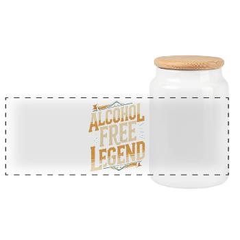 Antialcoholic Abstinent Alcohol Free Legend - Panoramic Cookie Jar with Wooden Lid - white - Front