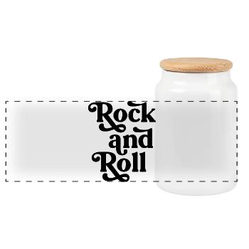 Vintage Rock'n'Roll-Typografie-Design - Panorama Keksdose mit Holzdeckel - Weiß - Vorne