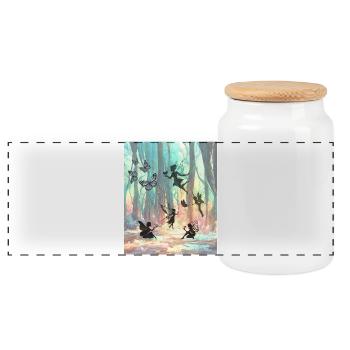 Forêt des Fées Arc-en-ciel - Boîte à biscuits avec couvercle en bois - blanc - Devant