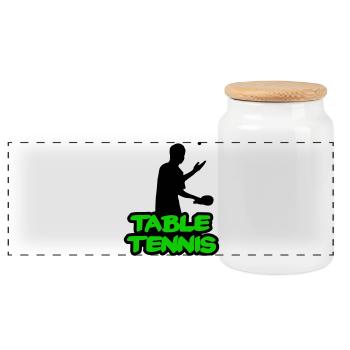 Neon Graffiti Table Tennis Lettering - Panoramic Cookie Jar with Wooden Lid - white - Front