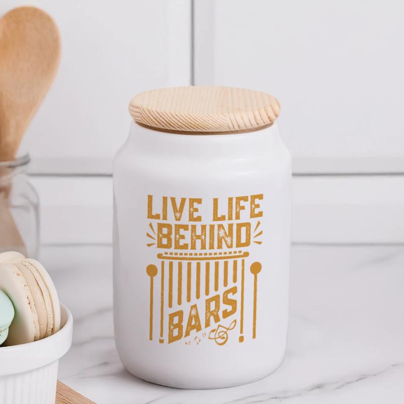 Marimbist Leben hinter Gittern Percussion Pit Panorama Keksdose mit Holzdeckel