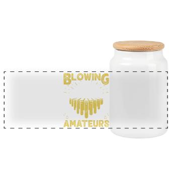  Marimba Player Blowing is for amateurs Percussion - Panoramic Cookie Jar with Wooden Lid - white - Front
