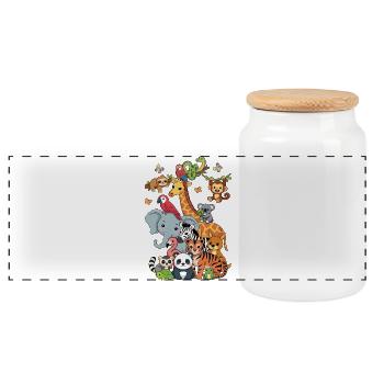 Birthday Party Animals Zoo Party Jungle Zoo - Panoramic Cookie Jar with Wooden Lid - white - Front